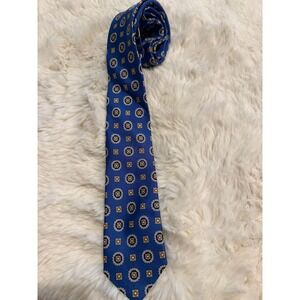 Antico Cravattificio Di Siena Tie Mens OS Blue Excellent Silk Medallion Italy